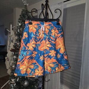 NFINITY Vibrant Orange and Blue Floral Swim Shorts EUC